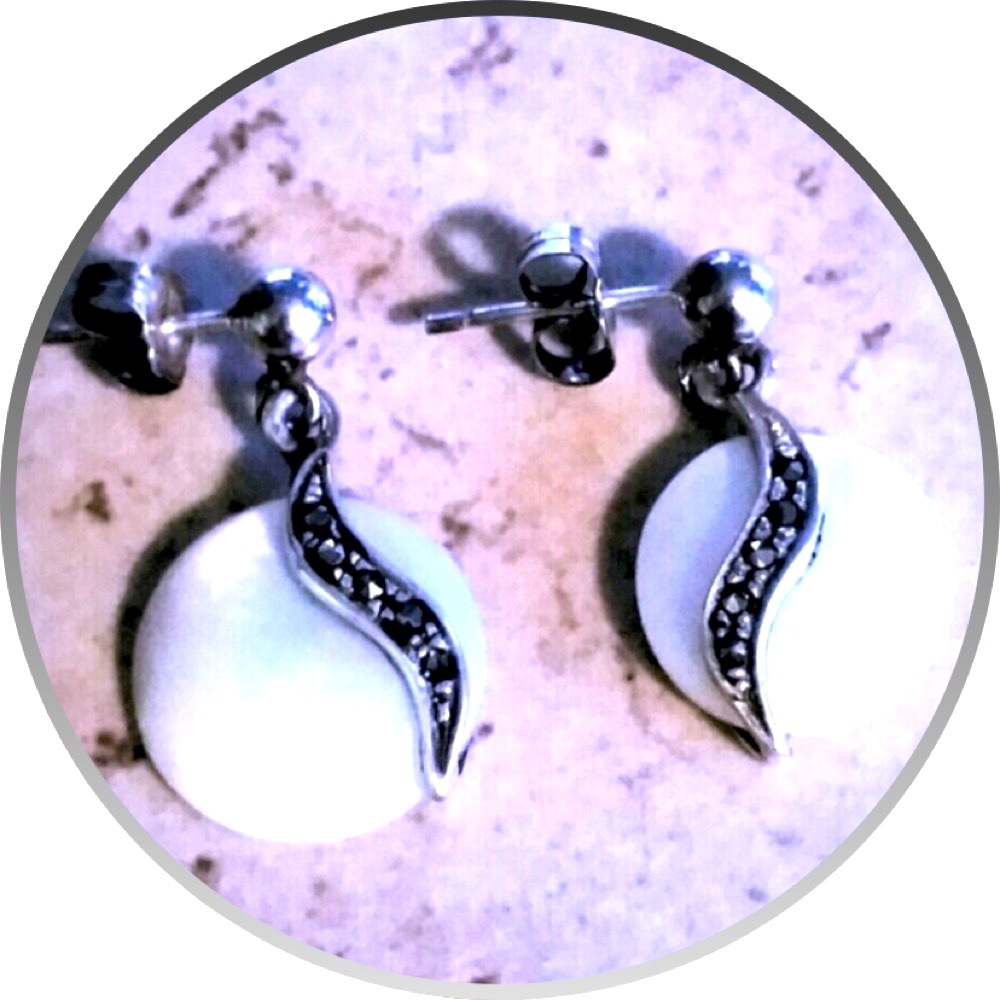 Mother of Pearl & Marcasite Earrings